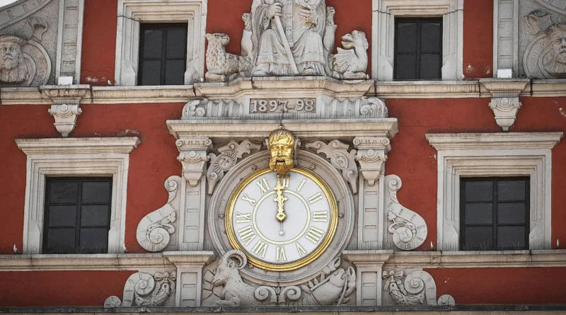 Gotha: Wartung der Uhr am Historischen Rathaus