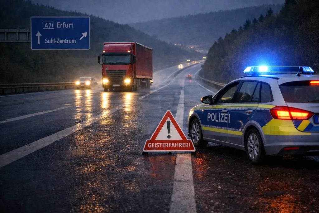 A71 bei Suhl: Geisterfahrer mit Lkw unterwegs