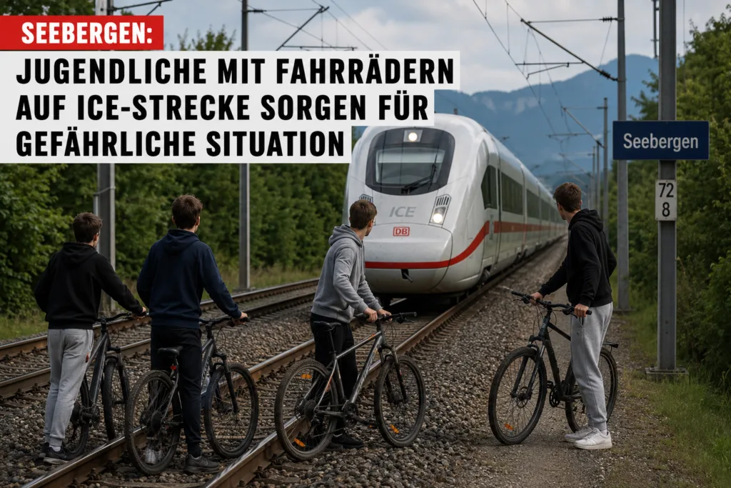 Gotha/ Seebergen: Jugendliche mit Fahrrädern auf ICE-Strecke sorgen für gefährliche Situation
