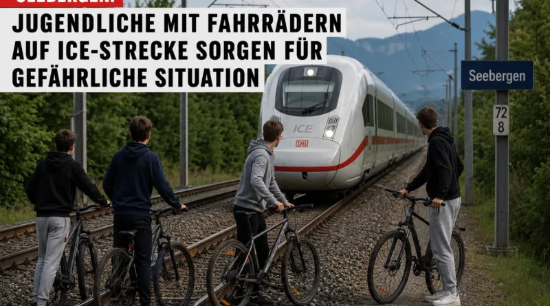 Gotha/ Seebergen: Jugendliche mit Fahrrädern auf ICE-Strecke sorgen für gefährliche Situation